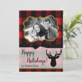 5x7クリスマスクリスマスレッドブラックプライド鹿PHOTOカード シーズンカード (スタンド正面)