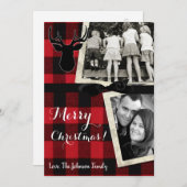 5x7クリスマスクリスマスレッドブラックプライド鹿PHOTOカード シーズンカード (正面/裏面)