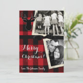 5x7クリスマスクリスマスレッドブラックプライド鹿PHOTOカード シーズンカード (スタンド正面)