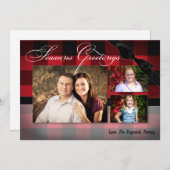 5x7クリスマスクリスマスレッドブラックプレイドPHOTOカード シーズンカード (正面/裏面)