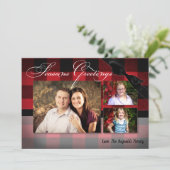 5x7クリスマスクリスマスレッドブラックプレイドPHOTOカード シーズンカード (スタンド正面)