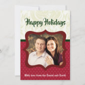 5x7クリスマスクリスマスレッド水玉模様PHOTOカード シーズンカード (正面)