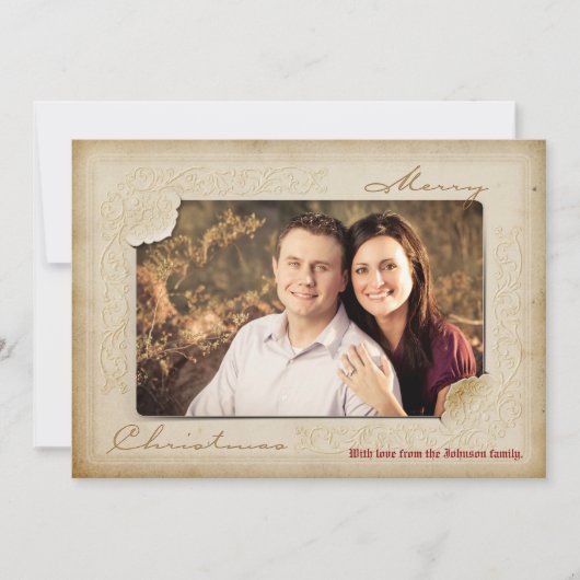 5x7クリスマスクリスマスヴィンテージ旧紙PHOTOカード シーズンカード (正面)