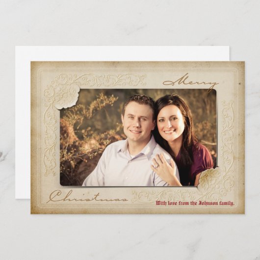 5x7クリスマスクリスマスヴィンテージ旧紙PHOTOカード シーズンカード (正面/裏面)
