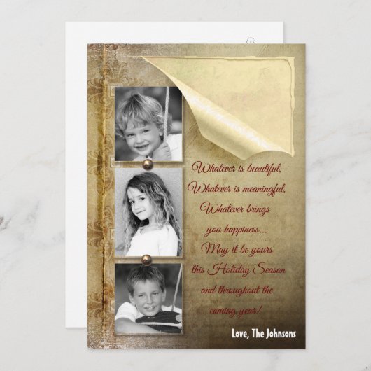 5x7クリスマスクリスマス古い破れた紙PHOTOカード シーズンカード (正面/裏面)