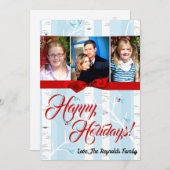 5x7クリスマスクリスマス樺の木ツリー冬のフォトカード シーズンカード (正面/裏面)