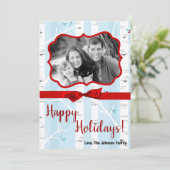 5x7クリスマスクリスマス樺の木ツリー冬のフォトカード シーズンカード (スタンド正面)