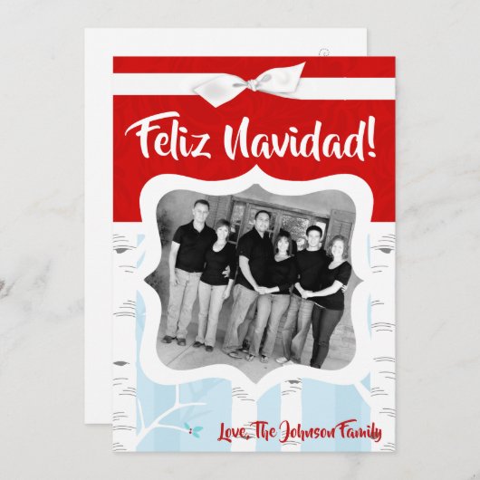 5x7クリスマスクリスマス樺の木ツリー冬のフォトカード シーズンカード (正面/裏面)