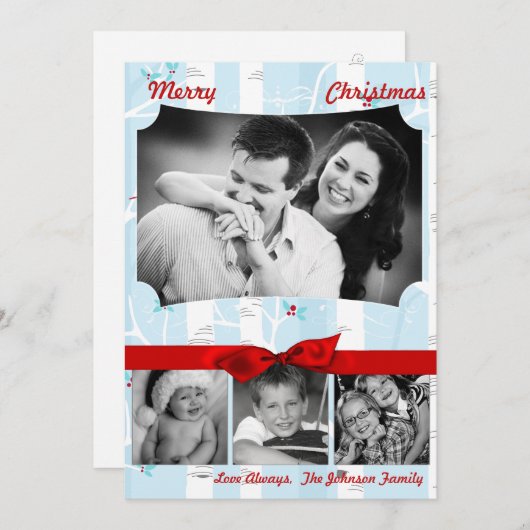 5x7クリスマスクリスマス樺の木ツリー冬のフォトカード シーズンカード (正面/裏面)