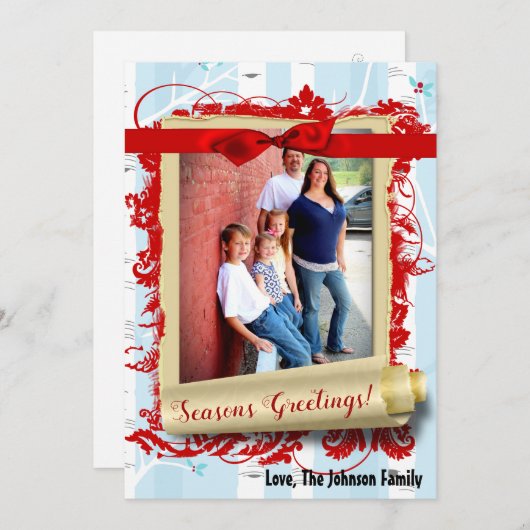 5x7クリスマスクリスマス樺の木ツリー冬のフォトカード シーズンカード (正面/裏面)