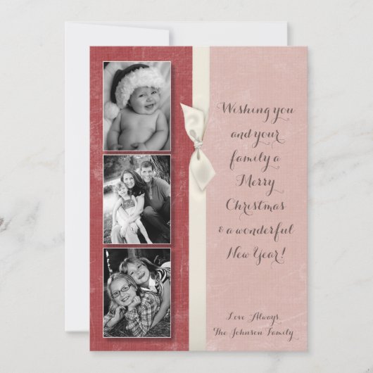 5x7クリスマスクリスマス赤グランジディスストレスPHOTOカード シーズンカード (正面)
