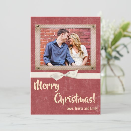 5x7クリスマスクリスマス赤グランジディスストレスPHOTOカード シーズンカード (スタンド正面)