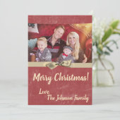 5x7クリスマスクリスマス赤グランジディスストレスPHOTOカード シーズンカード (スタンド正面)