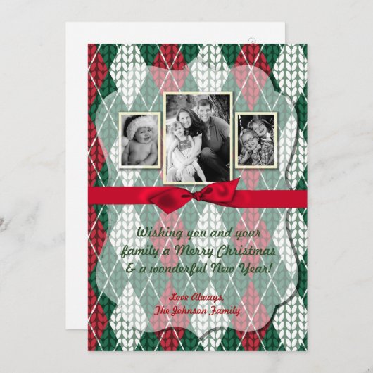 5x7クリスマスクリスマス醜いセーター緑のフォトカード シーズンカード (正面/裏面)