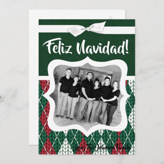 5x7クリスマスクリスマス醜いセーター緑のフォトカード シーズンカード (正面/裏面)