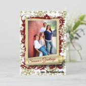 5x7クリスマスクリスマス金ゴールドスノーフレークGlittフォトカード シーズンカード (スタンド正面)