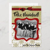 5x7クリスマスクリスマス金ゴールドスノーフレークGlittフォトカード シーズンカード (正面/裏面)