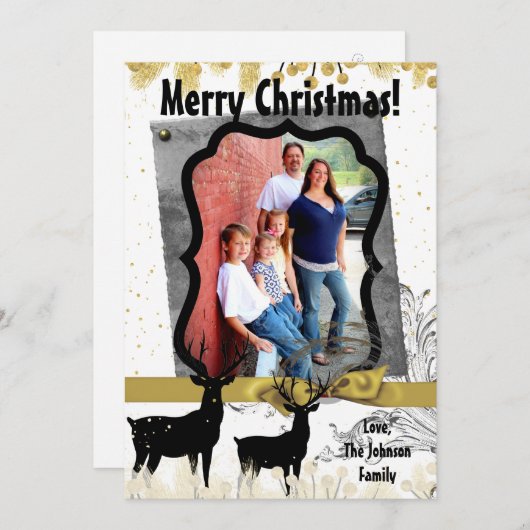 5x7クリスマスクリスマス金ゴールドディアバックdoe PHOTOカード シーズンカード (正面/裏面)