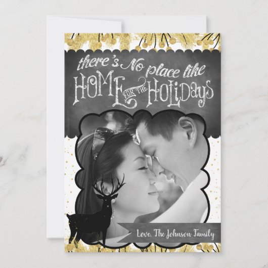 5x7クリスマスクリスマス金ゴールドディアバックdoe PHOTOカード シーズンカード (正面)