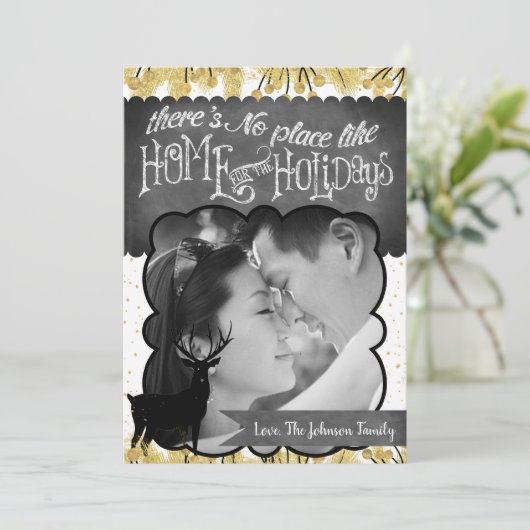 5x7クリスマスクリスマス金ゴールドディアバックdoe PHOTOカード シーズンカード (スタンド正面)