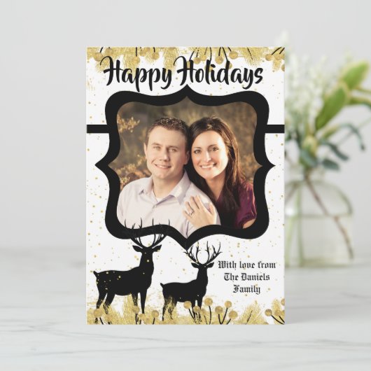 5x7クリスマスクリスマス金ゴールドディアバックdoe PHOTOカード シーズンカード (スタンド正面)