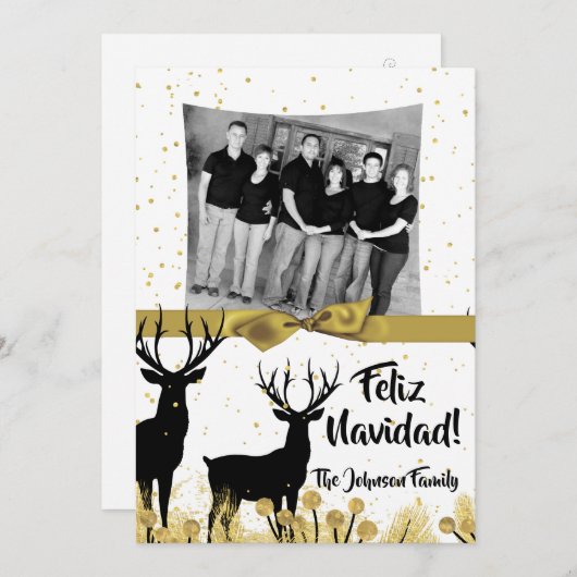 5x7クリスマスクリスマス金ゴールドディアバックdoe PHOTOカード シーズンカード (正面/裏面)
