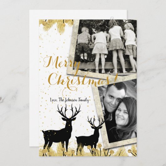 5x7クリスマスクリスマス金ゴールドディアバックdoe PHOTOカード シーズンカード (正面/裏面)
