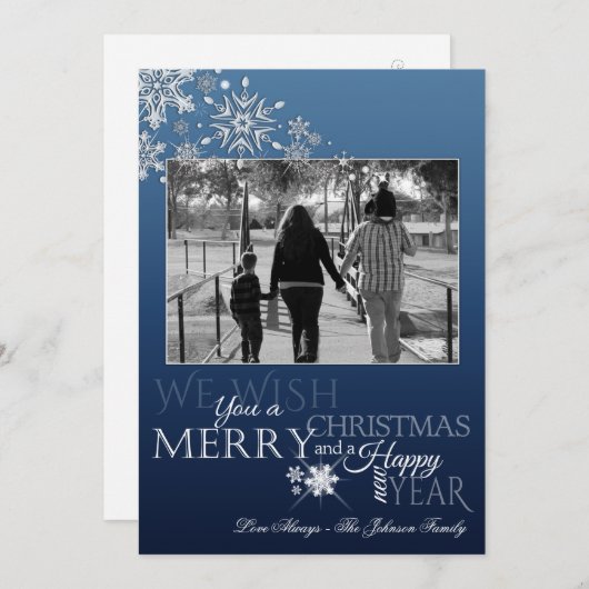 5x7クリスマスクリスマス雪片SNOW PHOTOカード シーズンカード (正面/裏面)