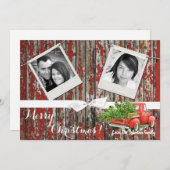 5x7クリスマスレッドクリスマストラックツリーウッドPHOTOカード シーズンカード (正面/裏面)