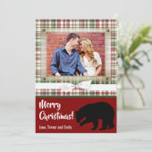 5x7クリスマスレッドクリスマスプレッドベアファブリックPHOTOカード シーズンカード (スタンド正面)