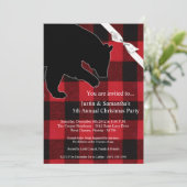 5x7クリスマス招待状レッドプレイドブラックベア 招待状 (スタンド正面)