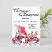 5x7クリムゾンレッドマスカレードクリスマス招待状 招待状 (スタンド正面)