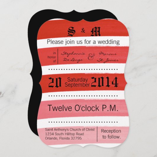 5x7グラデーションストライプ結婚式招待状 招待状 (正面/裏面)