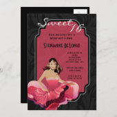 5x7グラモールガールスウィート16誕生日招待状 招待状 (正面/裏面)