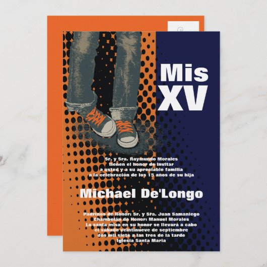 5x7グランジなスニーカーのキンセアニェラの誕生日の招待状 招待状 (正面/裏面)