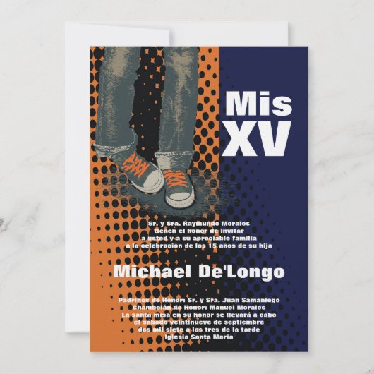 5x7グランジなスニーカーのキンセアニェラの誕生日の招待状 招待状 (正面)