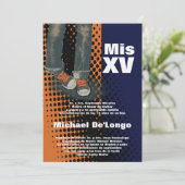 5x7グランジなスニーカーのキンセアニェラの誕生日の招待状 招待状 (スタンド正面)