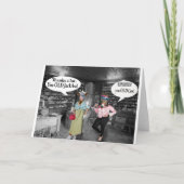 5X7グリーティングカード。ハッピーバースデー牛とカラス サンキューカード (正面)