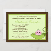 5x7グリーンスイートピーインポッドベビーシャワー招待状 招待状 (正面)