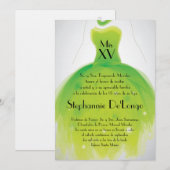 5x7グリーンドレスキンセアニェラ誕生日招待状 招待状 (正面/裏面)