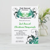 5x7グリーンマスカレードクリスマスクリスマス招待状 招待状 (スタンド正面)
