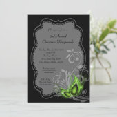 5x7グリーンマスカレードクリスマスクリスマス招待状 招待状 (スタンド正面)