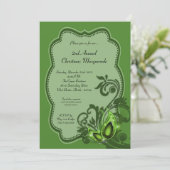 5x7グリーンマスカレードクリスマスクリスマス招待状 招待状 (スタンド正面)