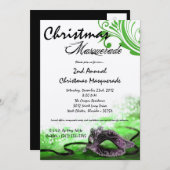 5x7グリーンマスカレードクリスマスクリスマス招待状 招待状 (正面/裏面)