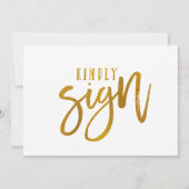 5X7ゲストブックサイン |ブラシスクリプト – フェイクゴールドフォイル (正面)