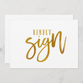 5X7ゲストブックサイン |ブラシスクリプト – フェイクゴールドフォイル (正面/裏面)