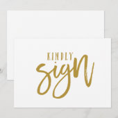 5X7ゲストブックサイン |ブラシスクリプト(金ゴールド) (正面/裏面)