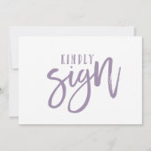 5X7ゲストブックサイン |ブラシ書道（ラベンダー） (正面)