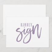 5X7ゲストブックサイン |ブラシ書道（ラベンダー） (正面/裏面)