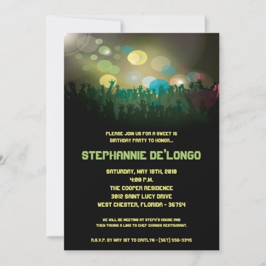 5x7コンサートバンドアレンスイート16誕生日招待状 招待状 (正面)